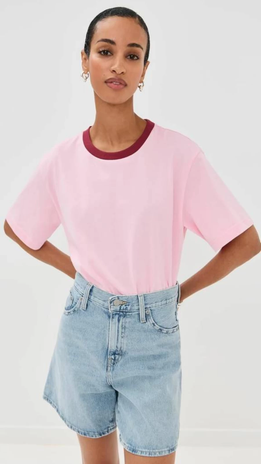 LE BOP Women's Rory Ringer T-Shirt - Casual Short Sleeve Tee for Women
