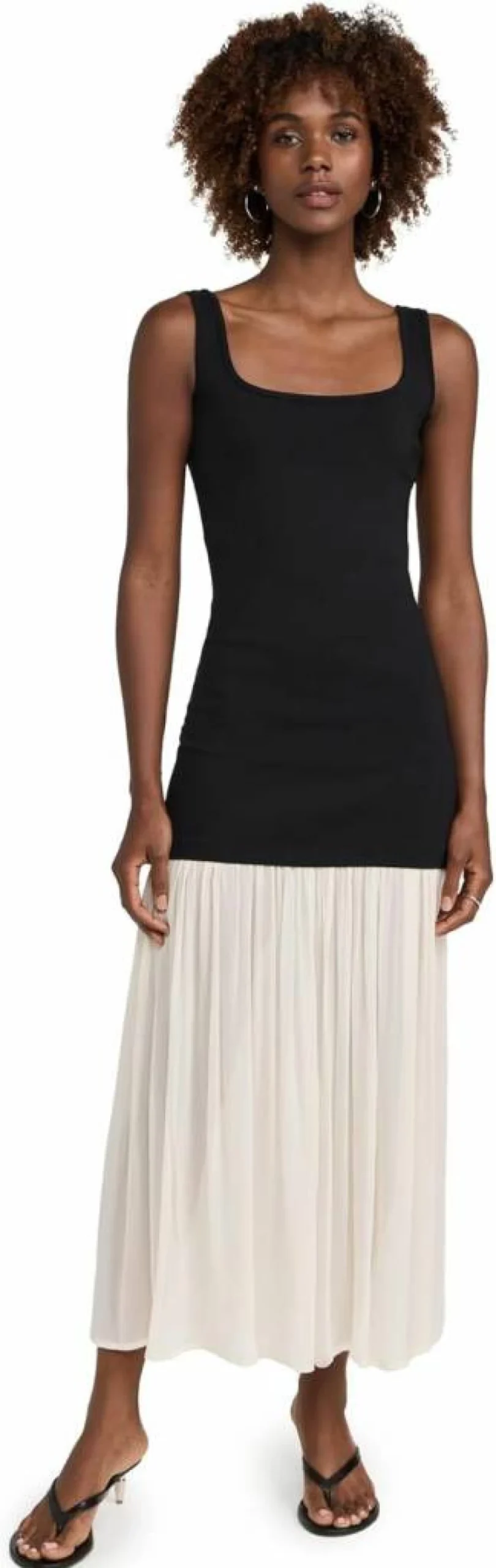 Pixie Market Women's Gia Flowy Chiffon Tank Dress with Hem Detail