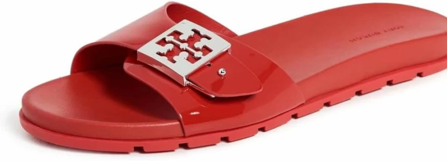 Tory Burch Women's Leather Buckle Slide Sandals | Comfortable Slip-On Slides for Women