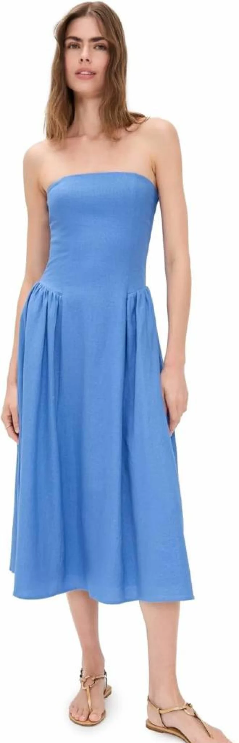 WAYF Giulia Strapless Midi Dress for Women - Elegant Formal Evening Gown