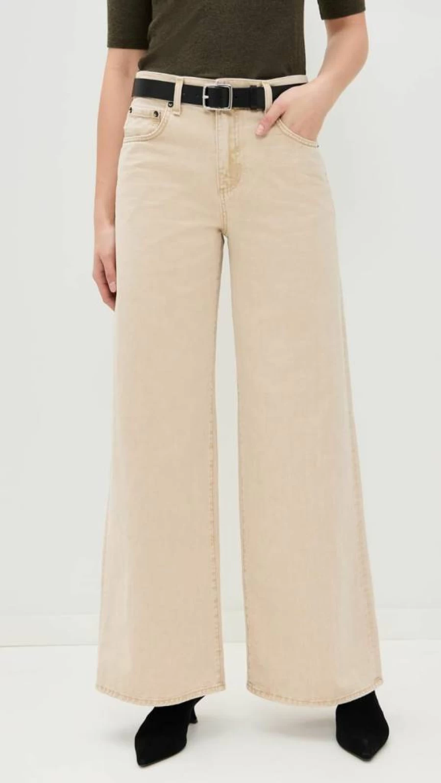 ASKK NY Women's High-Rise Wide Leg Jeans - Stretch Denim Comfort Fit for Women