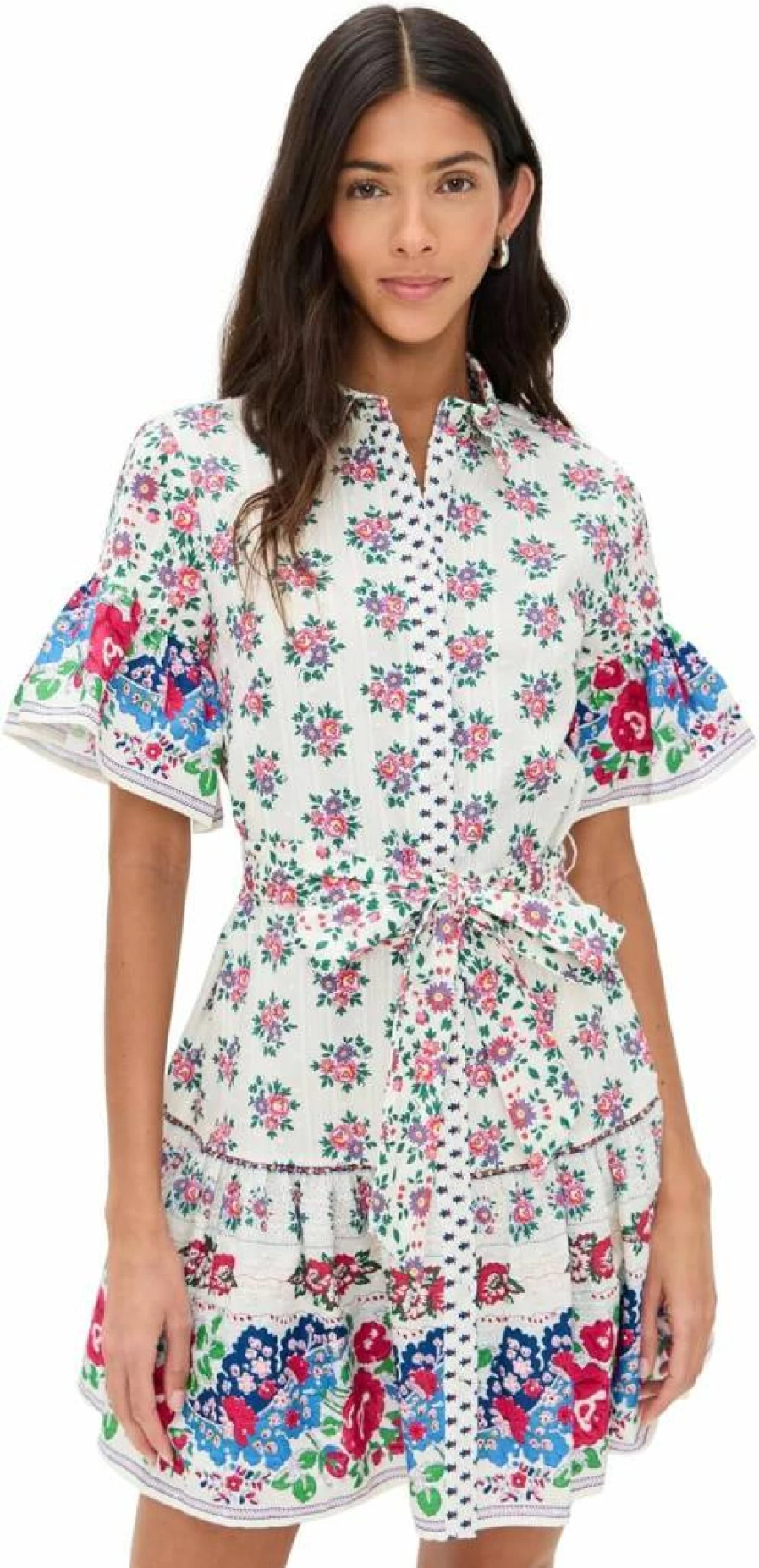 Shoshanna Women's Lima Dress - Elegant Flowy Summer Midi Dress with V-Neck and Floral Print