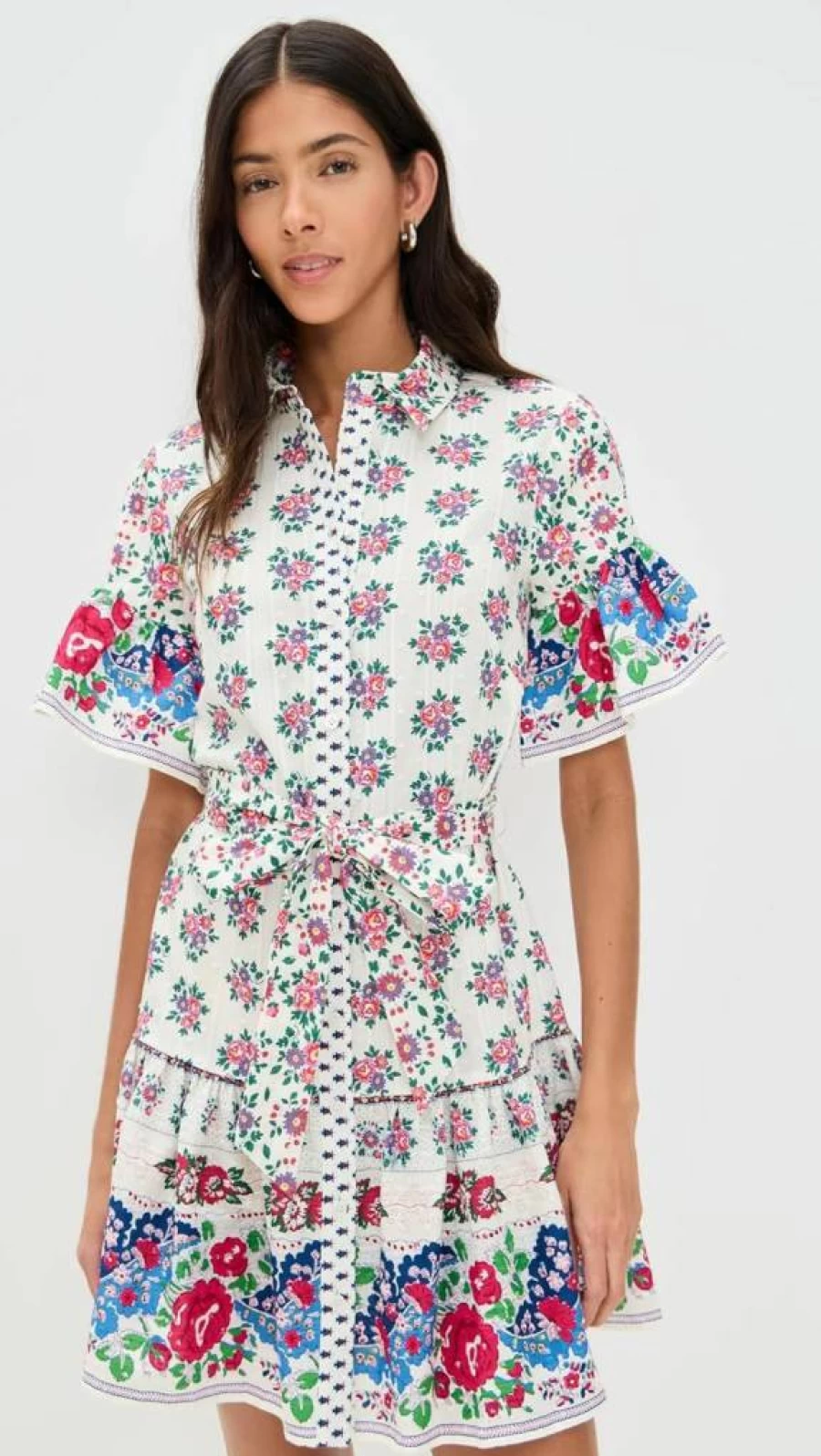 Shoshanna Women's Lima Dress - Elegant Flowy Summer Midi Dress with V-Neck and Floral Print