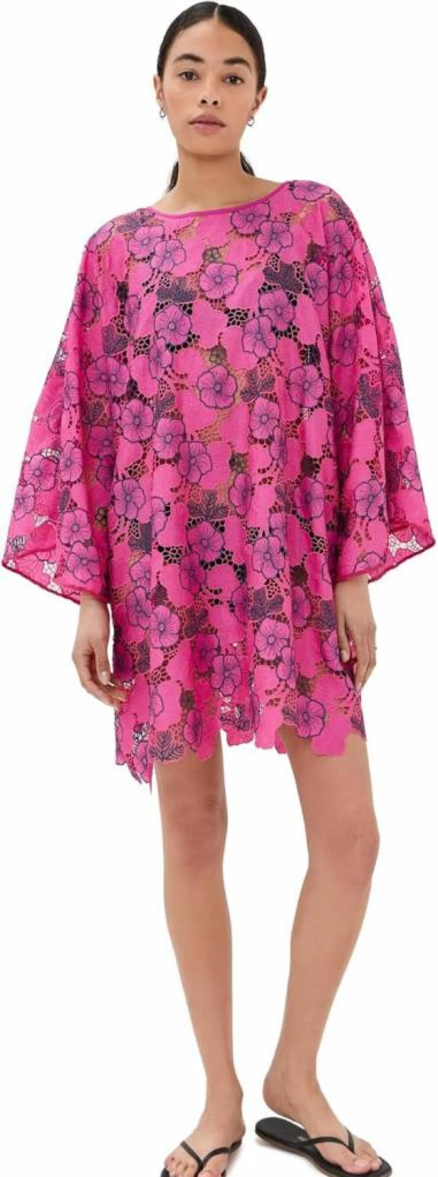 La Vie Style House Women's Floral Lace Mini Dress with Tie Back Detail