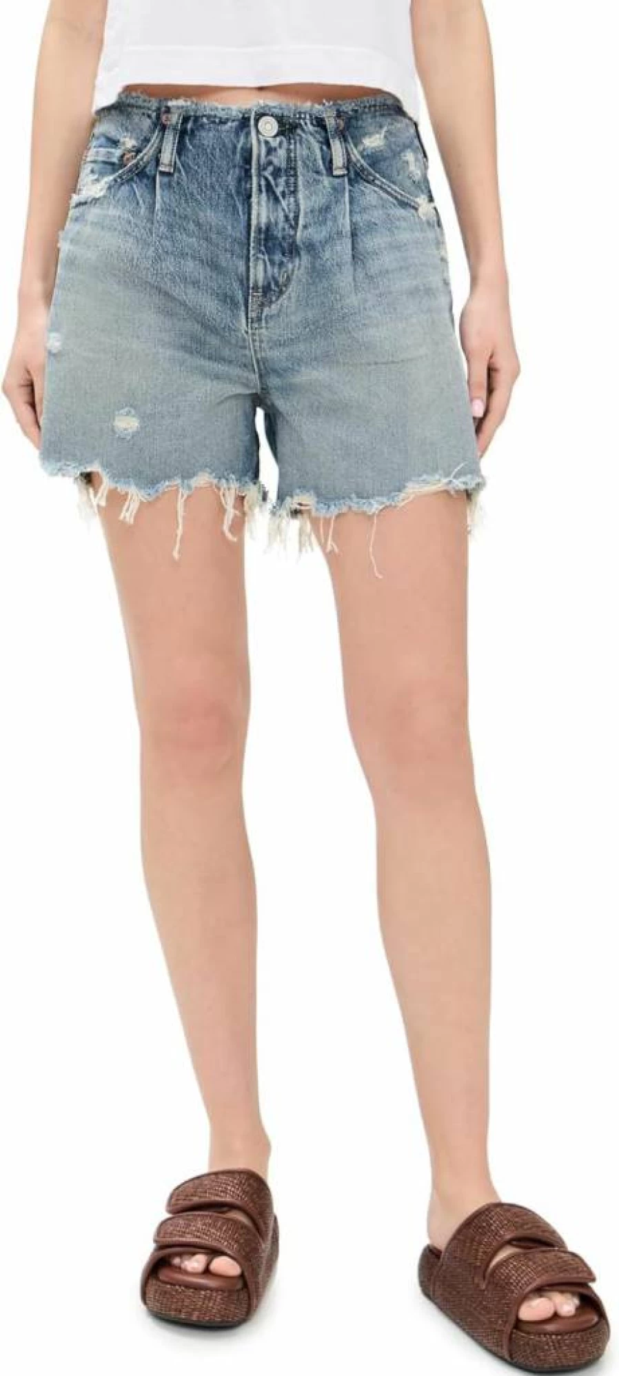 MOUSSY VINTAGE Women's High Waisted MV Ludlow Denim Shorts Without Belt