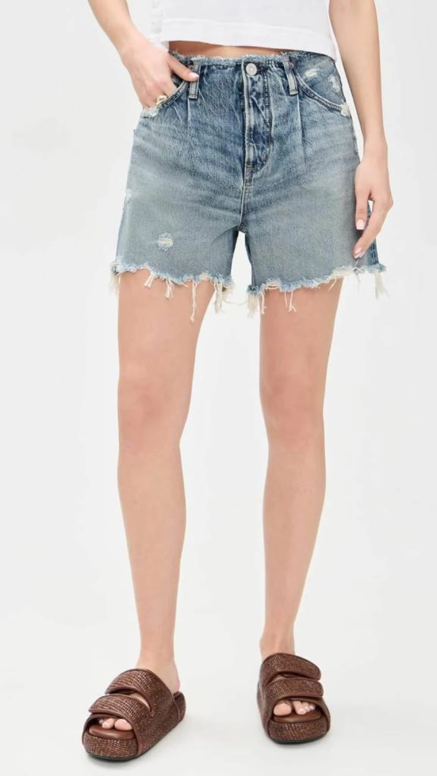 MOUSSY VINTAGE Women's High Waisted MV Ludlow Denim Shorts Without Belt