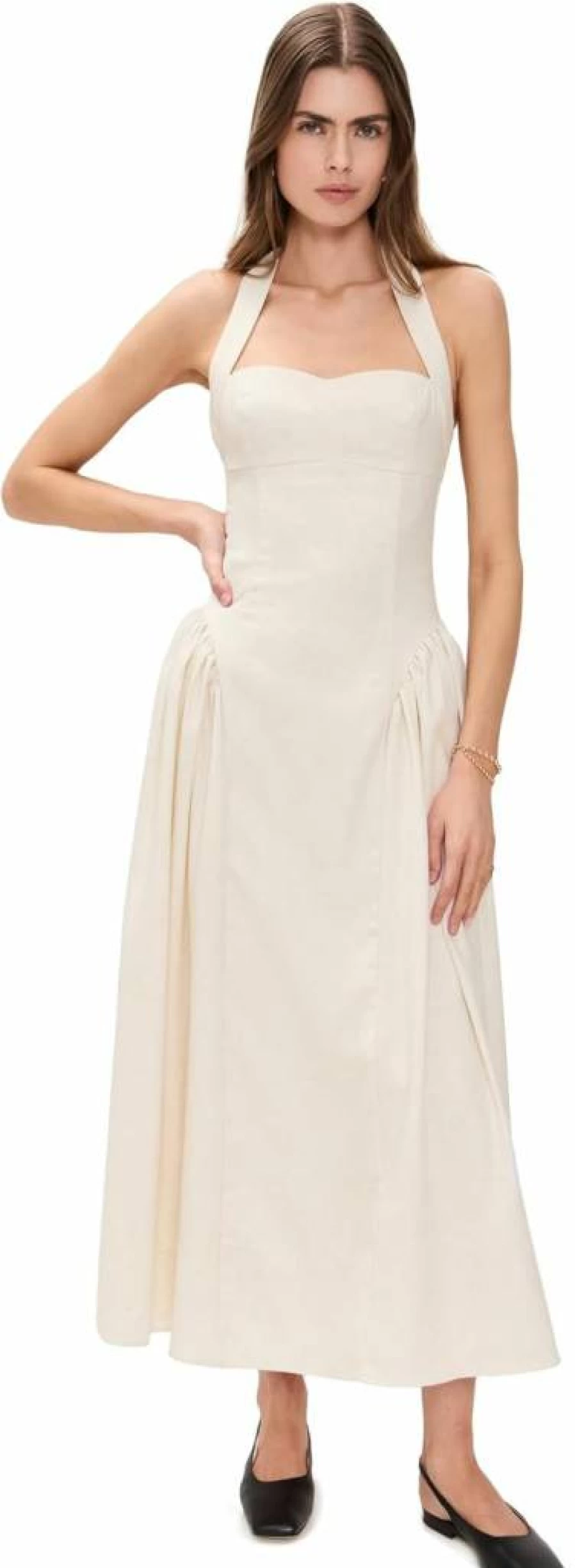Line & Dot Women's Greta Halter Maxi Dress - Floral Summer Boho Long Dress with Back Tie