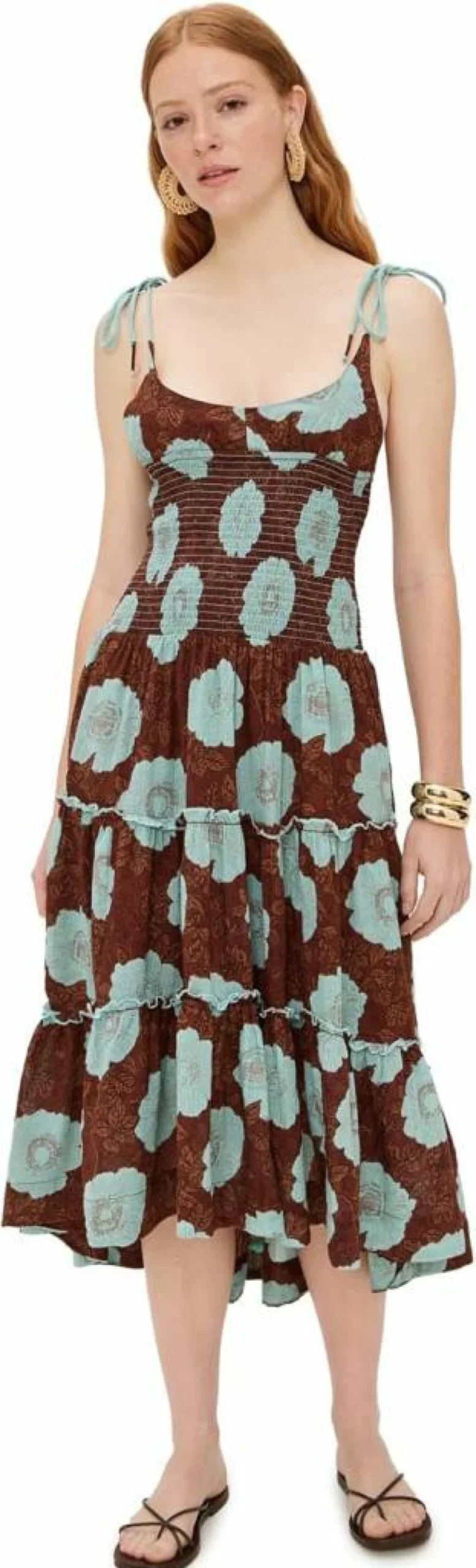 Free People Adriel Floral Print Midi Dress for Women - Boho Chic Style