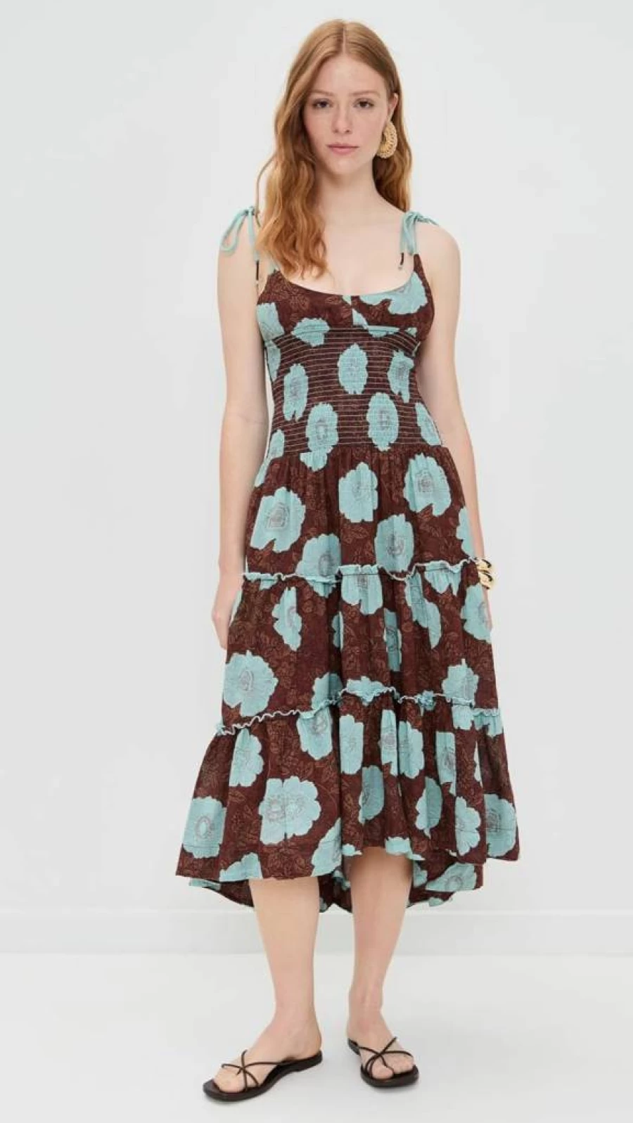 Free People Adriel Floral Print Midi Dress for Women - Boho Chic Style