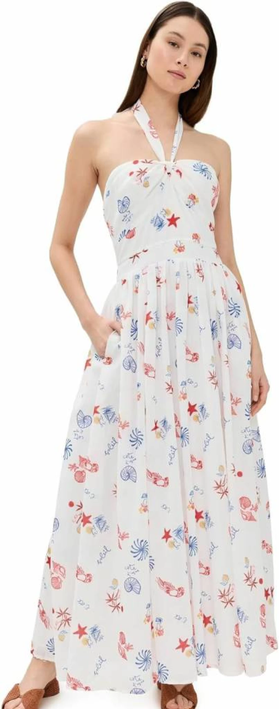Line & Dot Women's Reeta Dress - Stylish Floral Printed Summer Dress with V-Neck & Flowy Silhouette