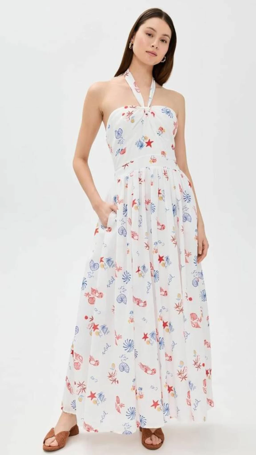Line & Dot Women's Reeta Dress - Stylish Floral Printed Summer Dress with V-Neck & Flowy Silhouette