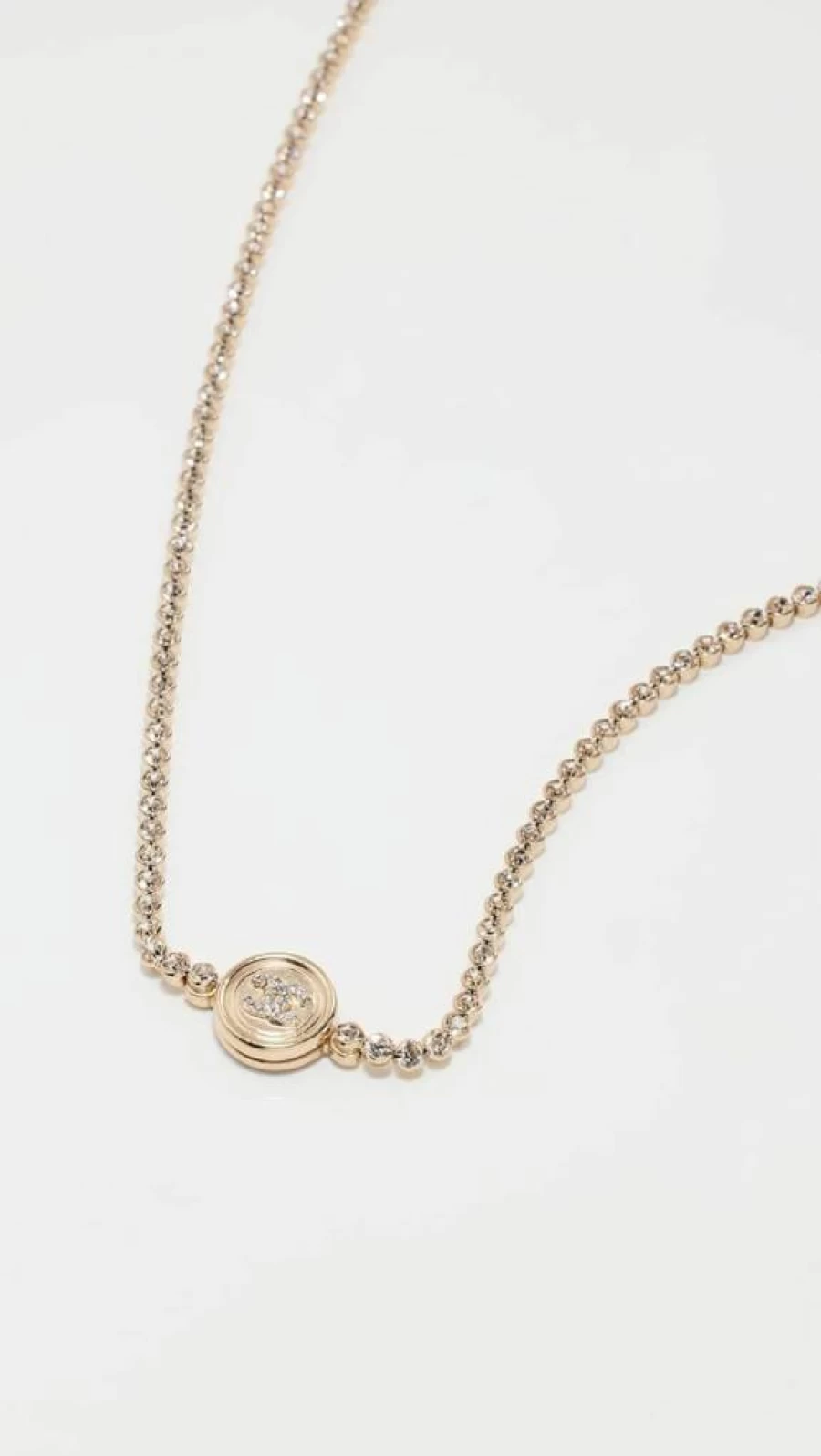 Vintage CHANEL Gold Crystal CC Logo Pendant Necklace for Women