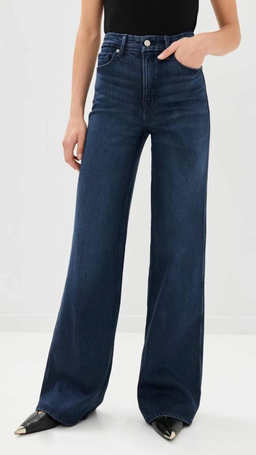 Good American Indigo634 Wide Leg Skate Jeans for Women