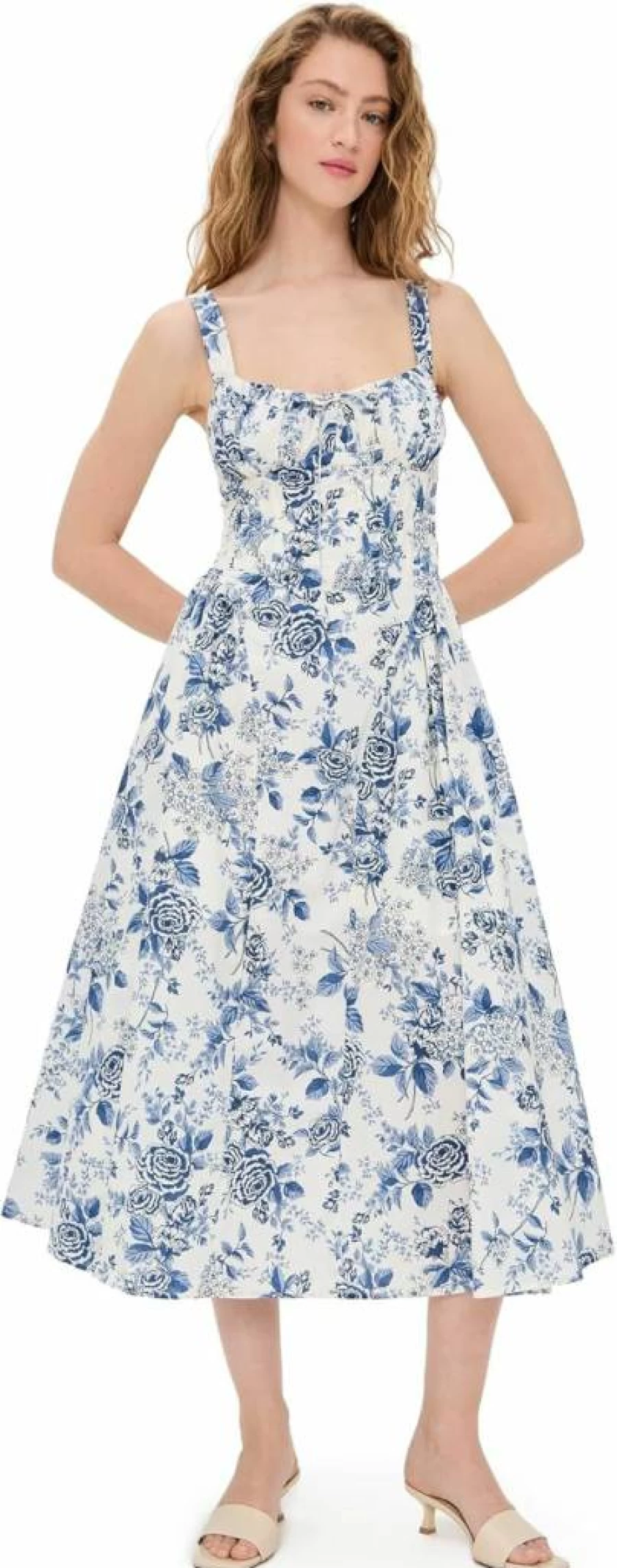 MOON RIVER Women's Floral Corset Midi Dress - Elegant Vintage Style Summer Dress