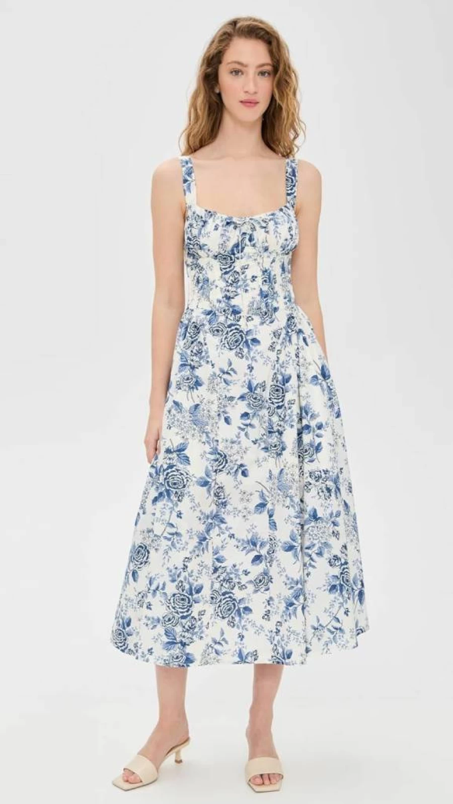 MOON RIVER Women's Floral Corset Midi Dress - Elegant Vintage Style Summer Dress