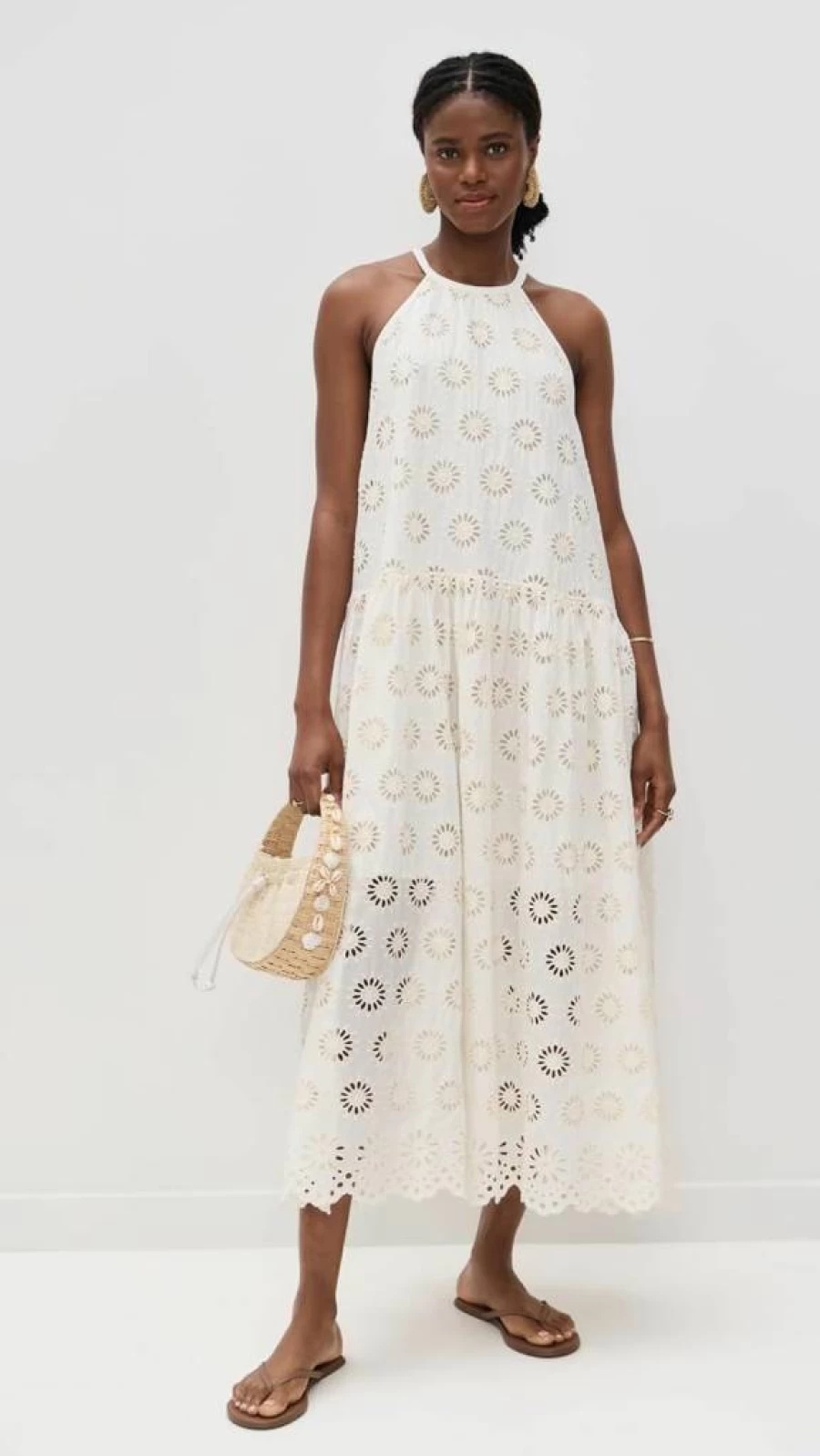 Madewell Women's Aubriella Midi Dress - Flowy Casual Summer Dress with V-Neck and A-Line Silhouette