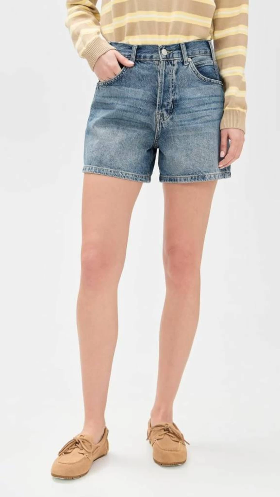 Free Women's Tippi Denim Shorts by Free People | High-Waisted Distressed Vintage Blue Jeans Shorts for Women