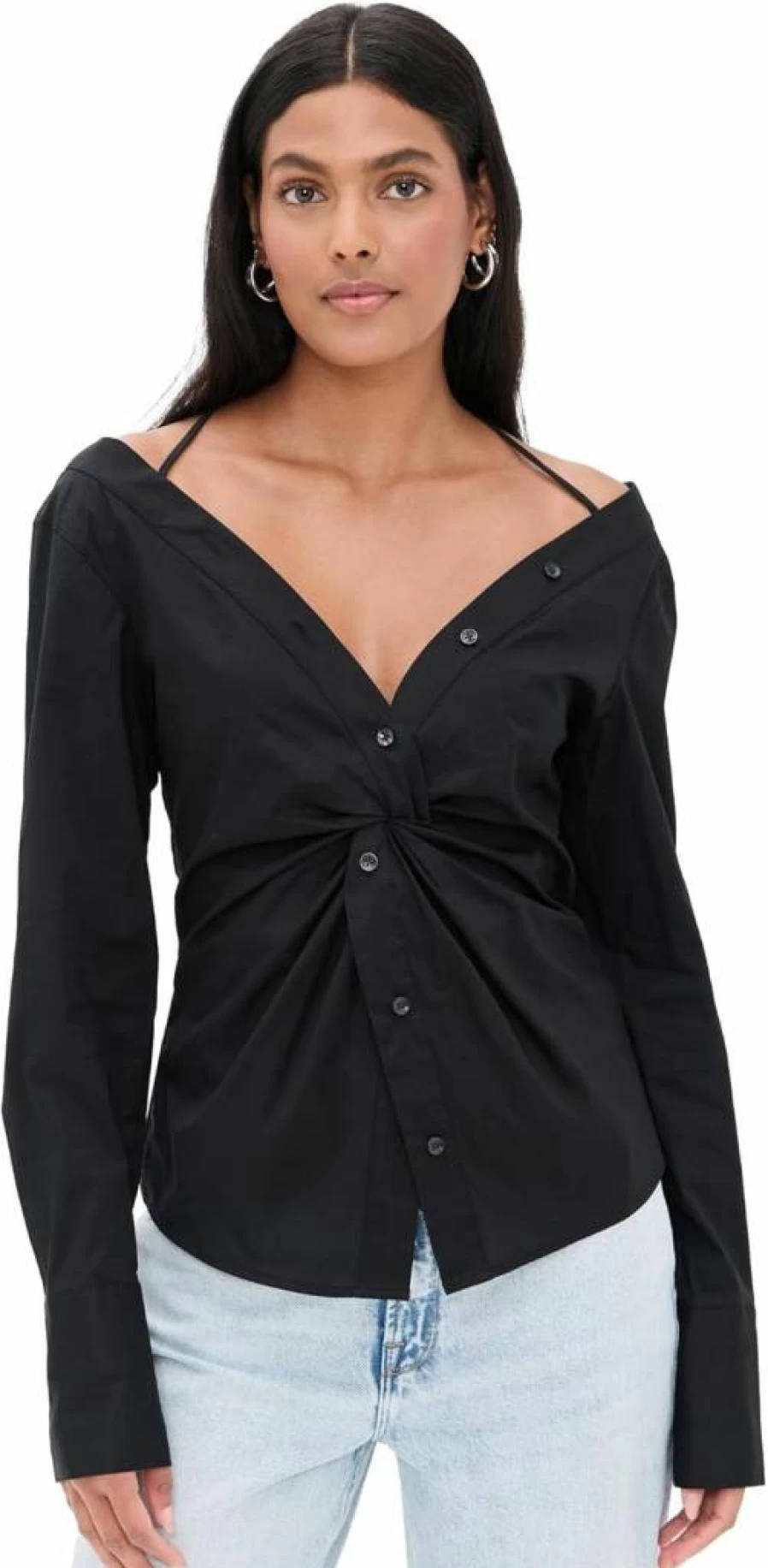 Good American Women's Off-Shoulder Poplin Top - Stylish Summer Blouse