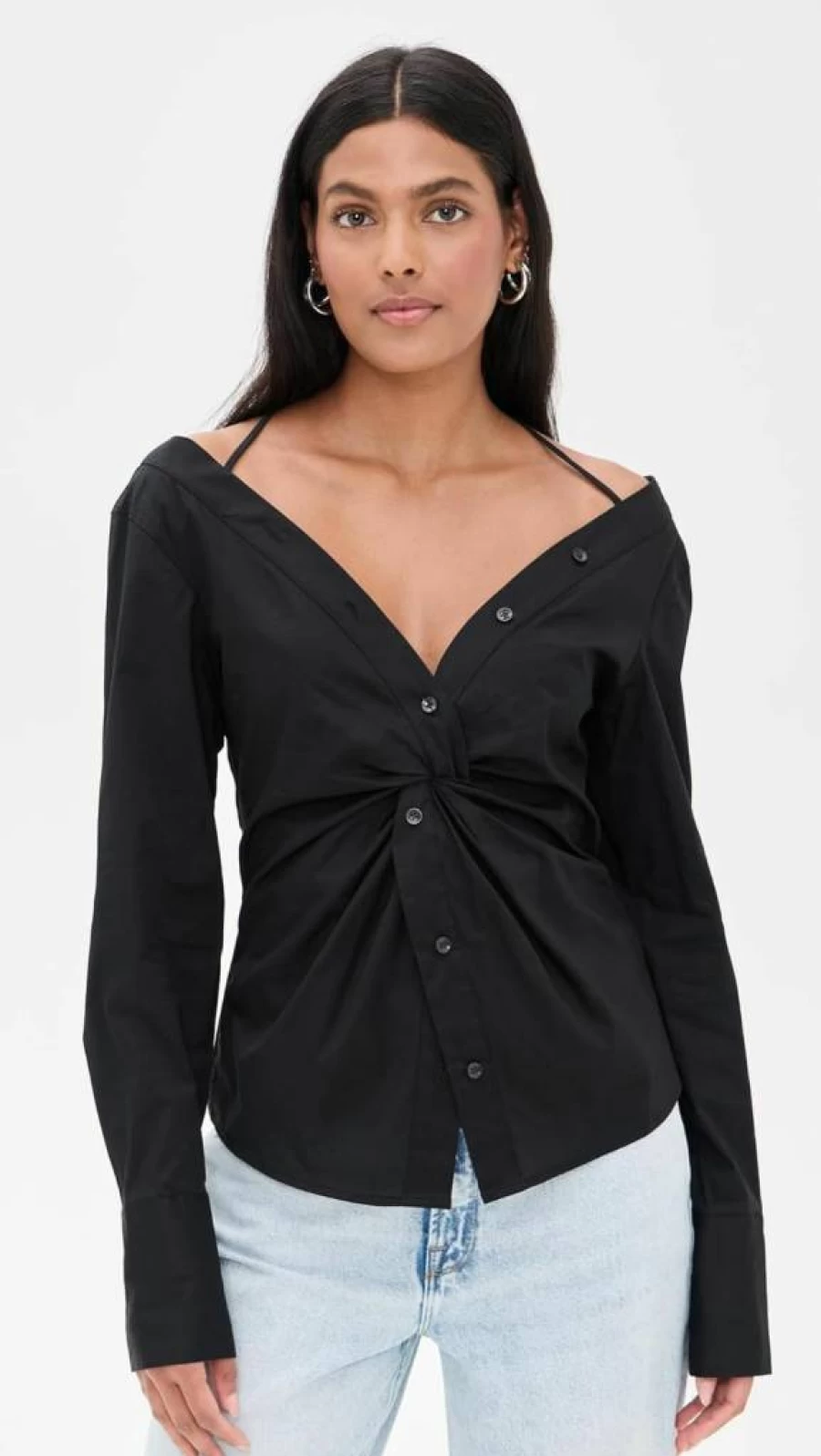 Good American Women's Off-Shoulder Poplin Top - Stylish Summer Blouse