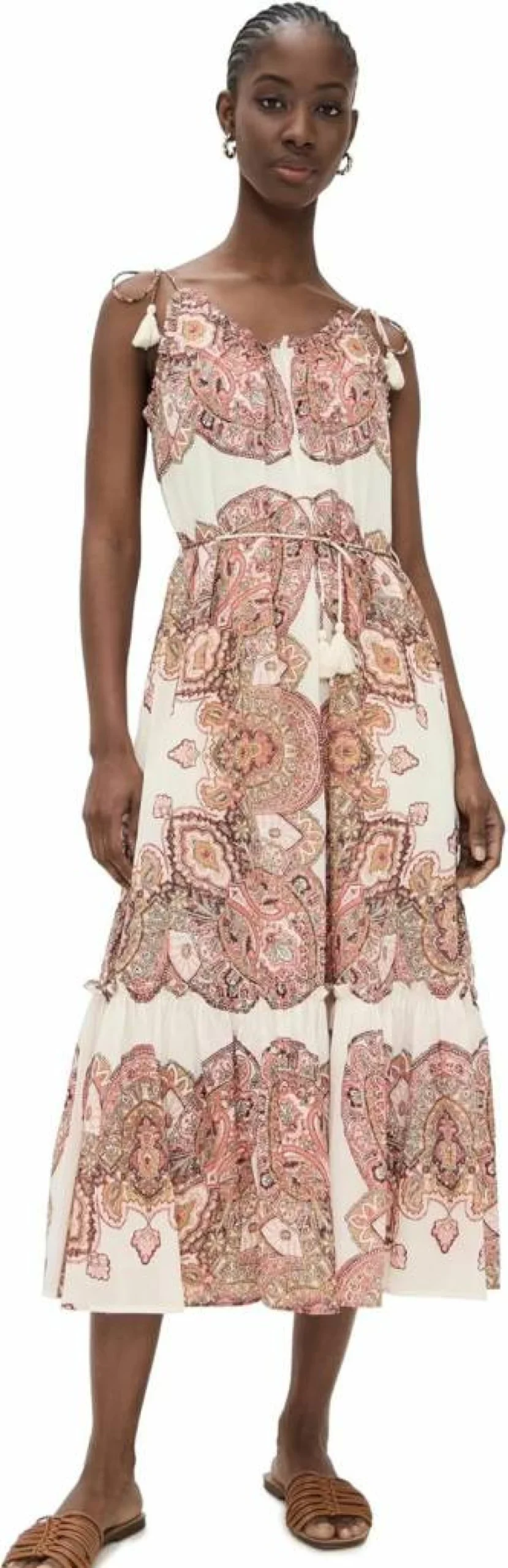 Cleobella Women's Cindy Boho Floral Ankle Dress - Elegant Summer Midi Dress with Ruffles