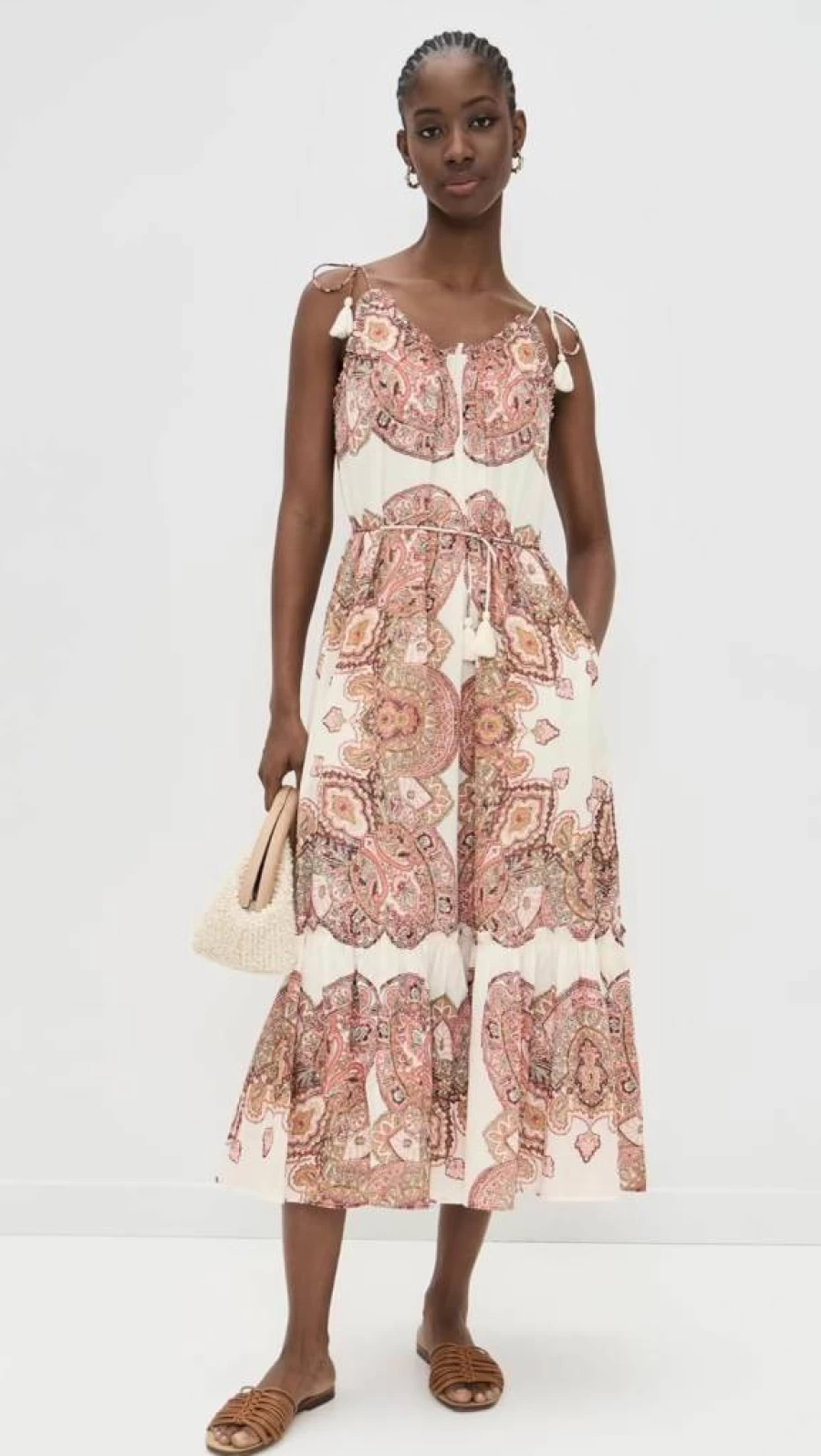 Cleobella Women's Cindy Boho Floral Ankle Dress - Elegant Summer Midi Dress with Ruffles