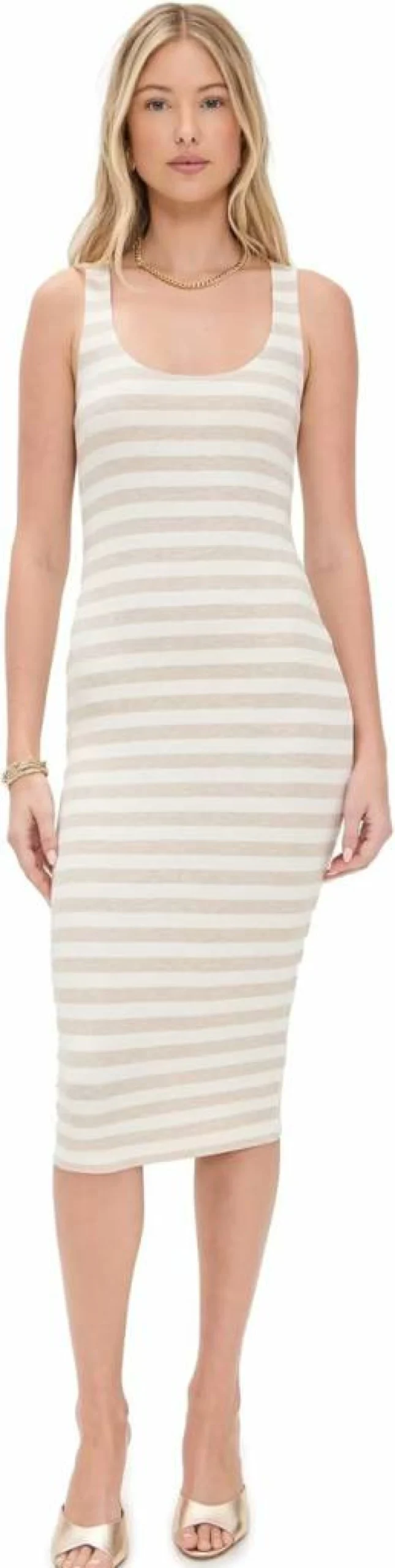 L'AGENCE Women's Ivanna Striped Midi Tank Dress - Slim Fit Casual Summer Dress