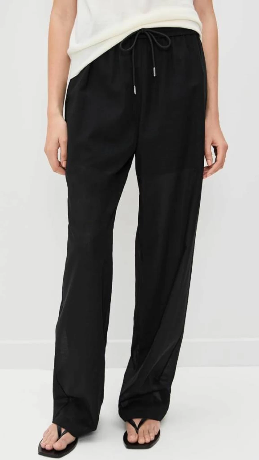 Theory Women's High-Waisted Drawcord Pull-On Pants - Comfortable Stretch Office Trousers