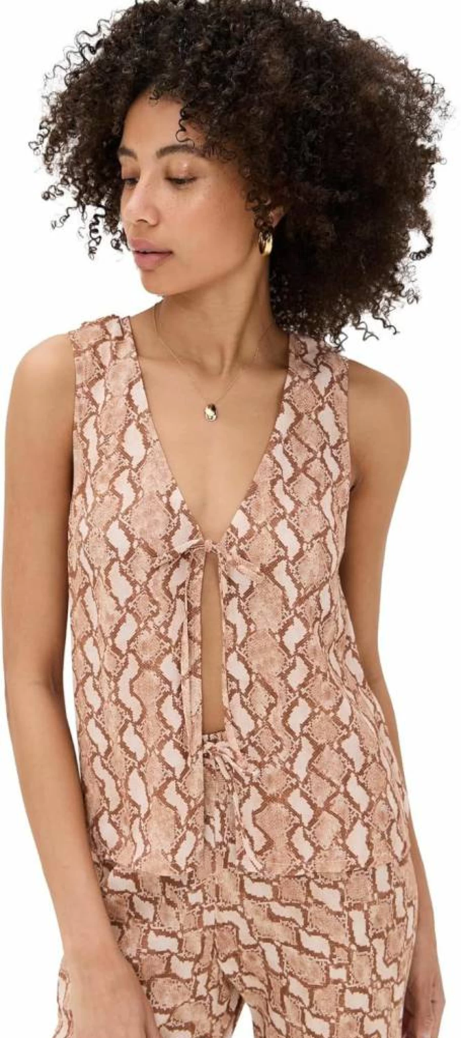 MINKPINK Women's Koa Tie Front Top - Stylish Casual Blouse for Women