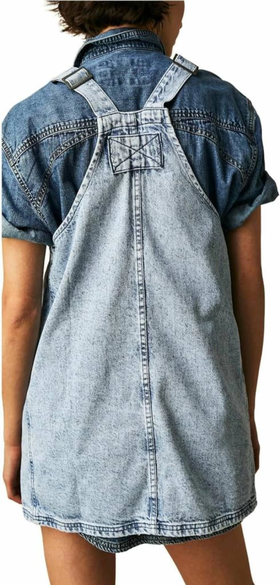 Free Women's Denim Overalls - Free People Smock Mini Dress Romper Jumpsuit