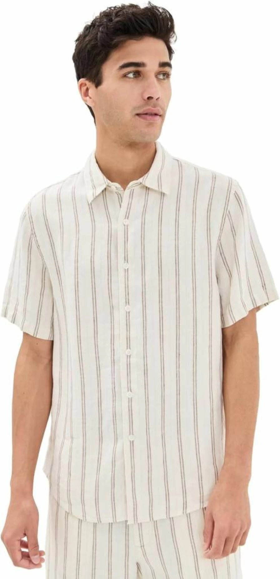 Vince Men's Stripe Casual Button-Down Shirt - Relaxed Fit Mesa Stripe Design