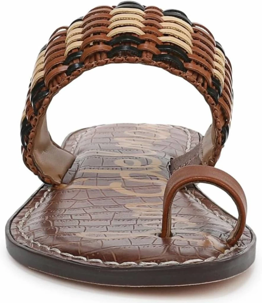 Sam Edelman Women's Gemini Flat Sandal – Comfortable Leather Straps Casual Slide Sandals for Women