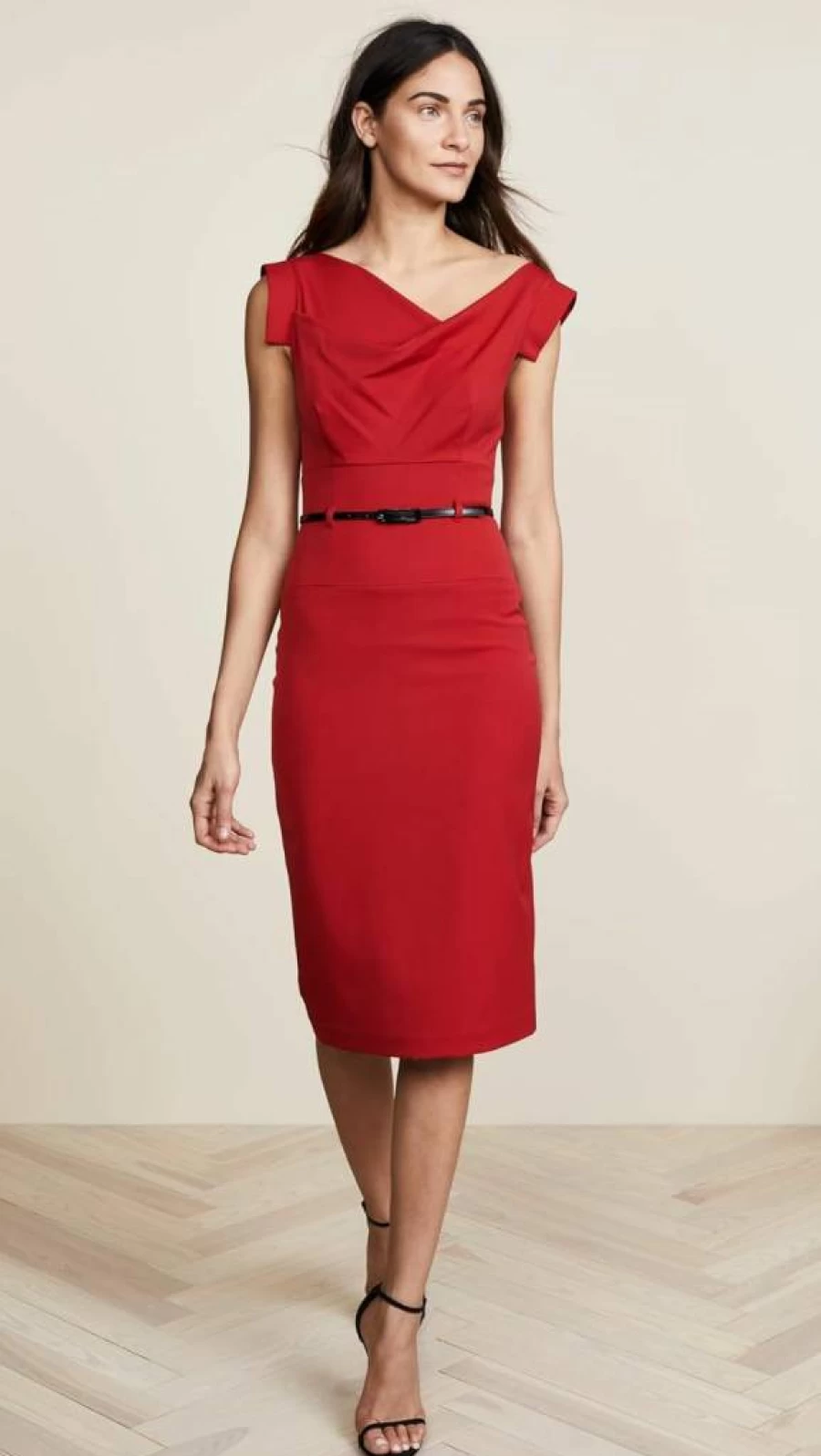 Black Halo Jackie O Belted Dress for Women - Elegant Office Wear