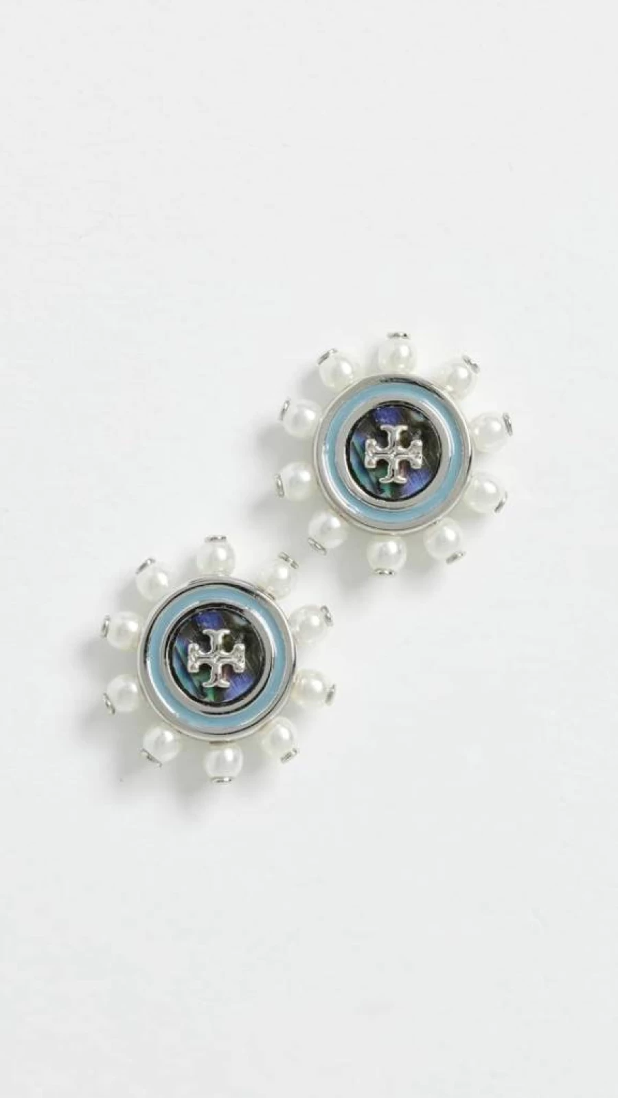 Tory Burch Women's Crystal Stud Earrings – Elegant Sterling Silver Studs with Sparkling Crystals for Women