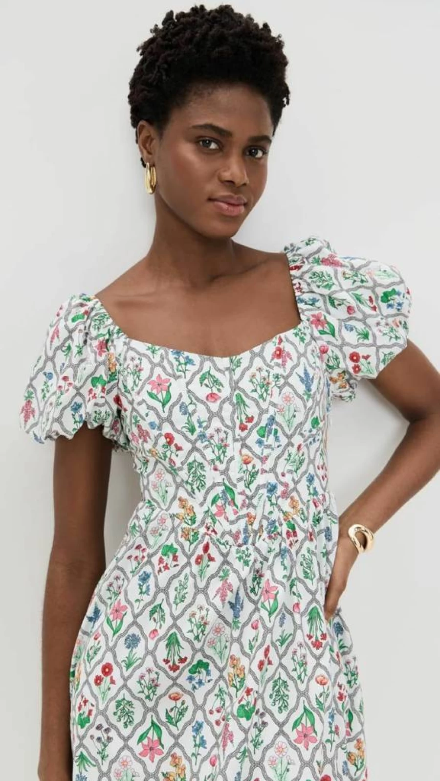 MOON RIVER Women's Corset Midi Dress with Puff Sleeves Elegant Vintage Style