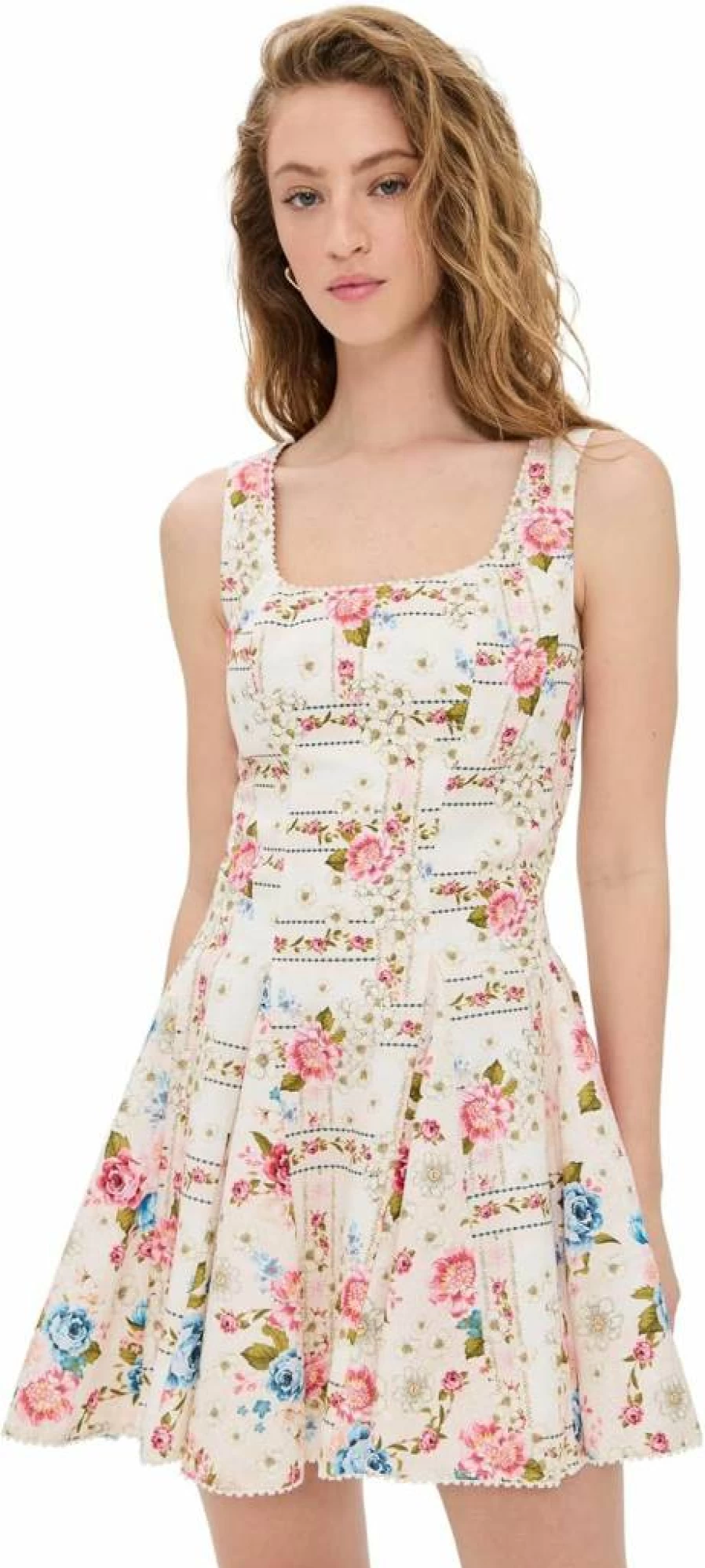 AGUA BENDITA Kristen Meraki Dress for Women - Elegant Floral Printed Summer Dress