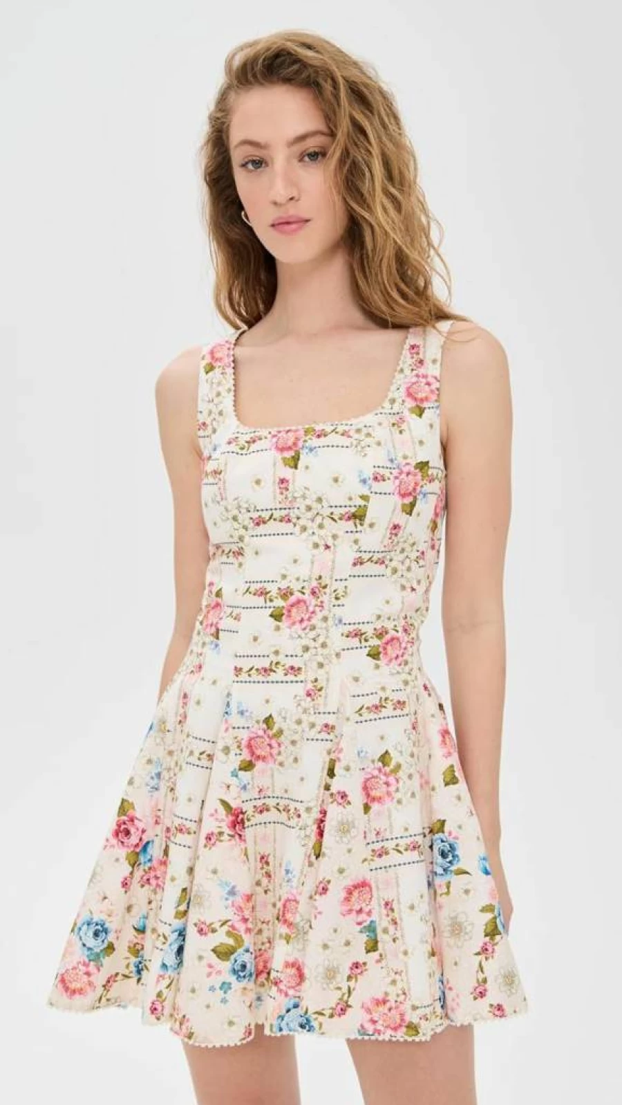 AGUA BENDITA Kristen Meraki Dress for Women - Elegant Floral Printed Summer Dress