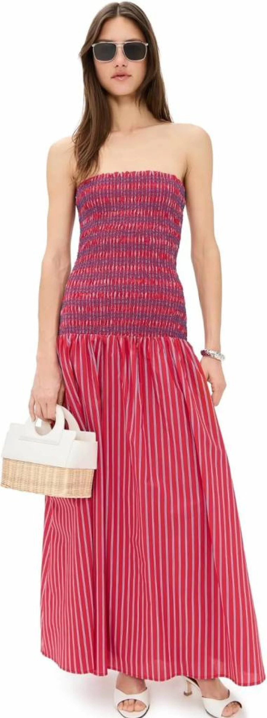 Line & Dot Women's Claudine Smocked Mini Dress - Floral Print Summer Dress with Puff Sleeves