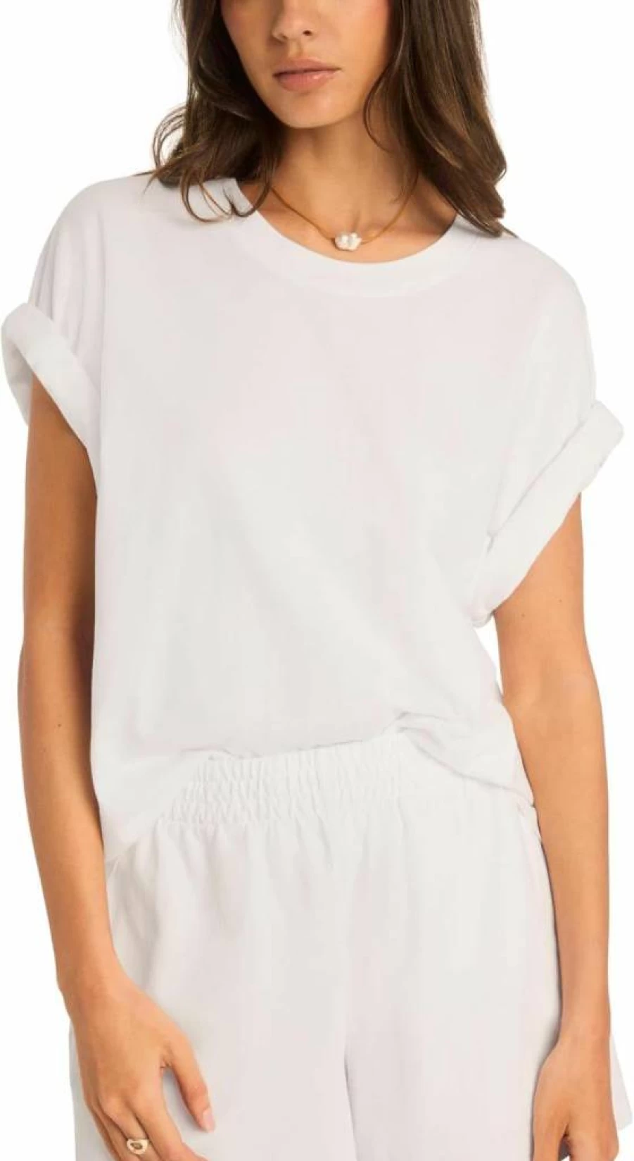 Vitamin A Women's Oversized Cotton Jersey Boyfriend T-Shirt - Soft Relaxed Fit Tee