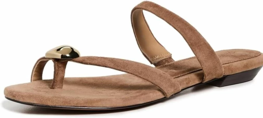 Madewell Women's Leather Thong Sandals with Ceramic Hardware - Comfortable Summer Slide Sandals