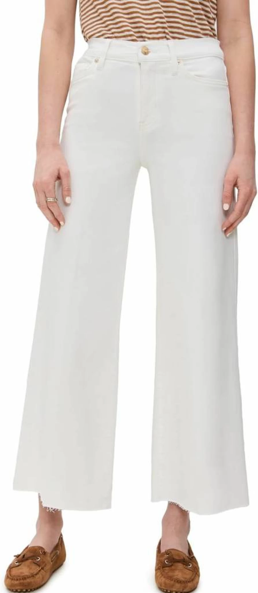 FRAME Women's Le Palazzo High-Rise Crop Jeans - Distressed Denim Slim Fit Ankle-Length