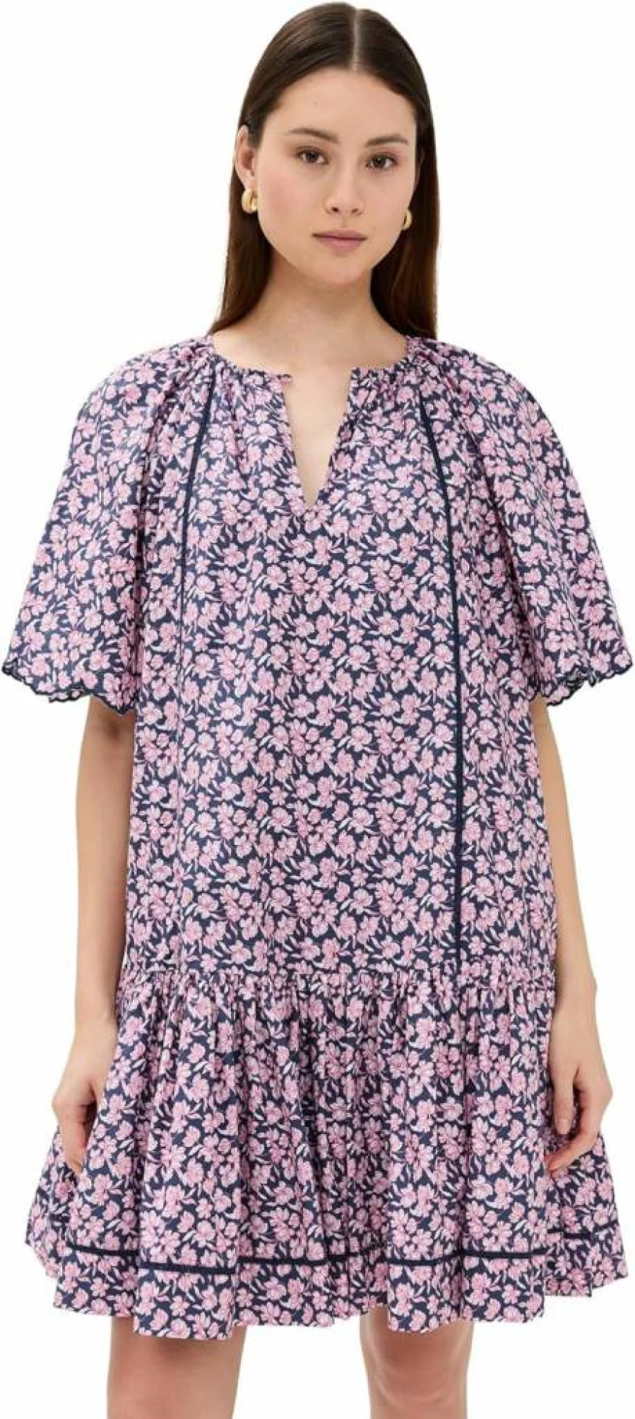 Merlette Women's Floral Print Palermo Dress - Elegant Short Sleeve Summer Dress