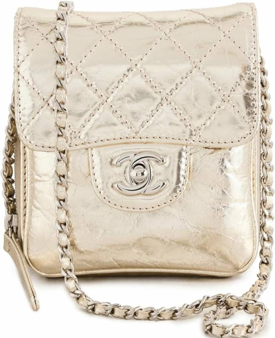 Chanel Vintage Matelasse Quilted Leather Chain Wallet Bag for Women