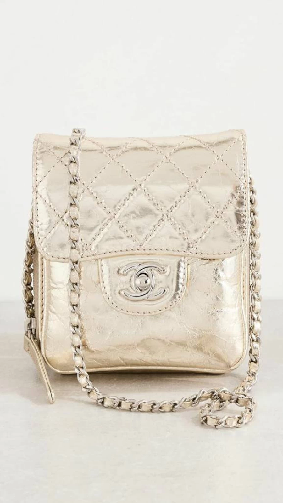 Chanel Vintage Matelasse Quilted Leather Chain Wallet Bag for Women
