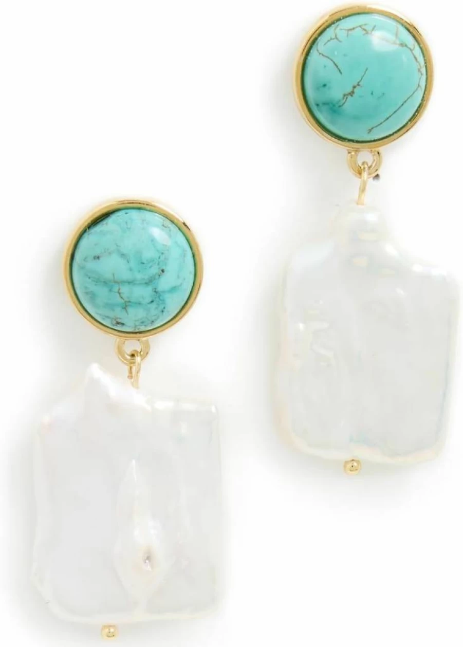 MAYAMAR Turquoise Stone Pearl Earrings for Women – Handmade Dangle Jewelry