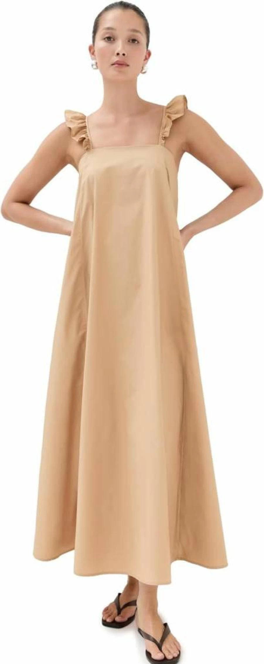 LE BOP Women's Yvonne Floral Ruffle Strap Summer Dress - Elegant Sleeveless A-Line Mini Dress for Casual Outings