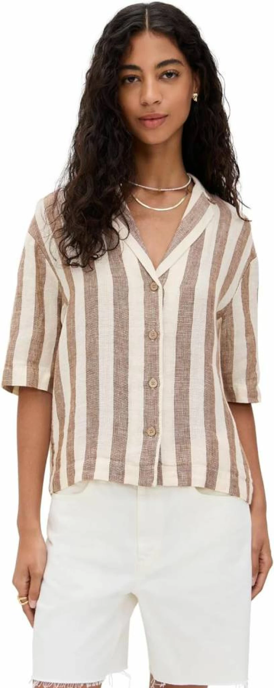 Faherty Women's Palma Linen Camp Shirt - Lightweight Summer Button-Down Shirt