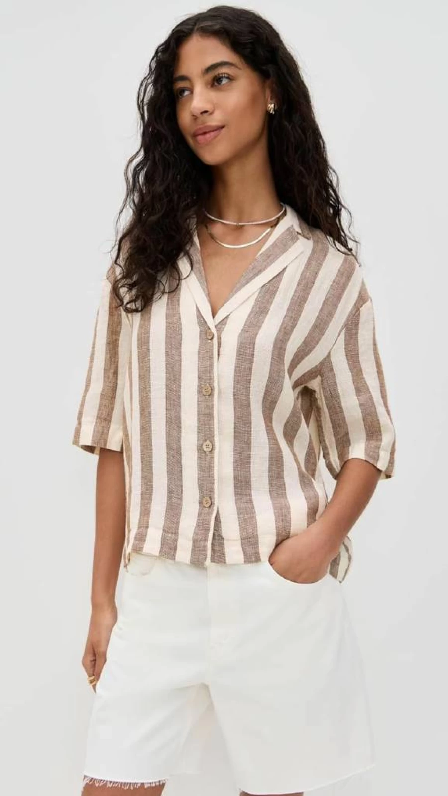Faherty Women's Palma Linen Camp Shirt - Lightweight Summer Button-Down Shirt