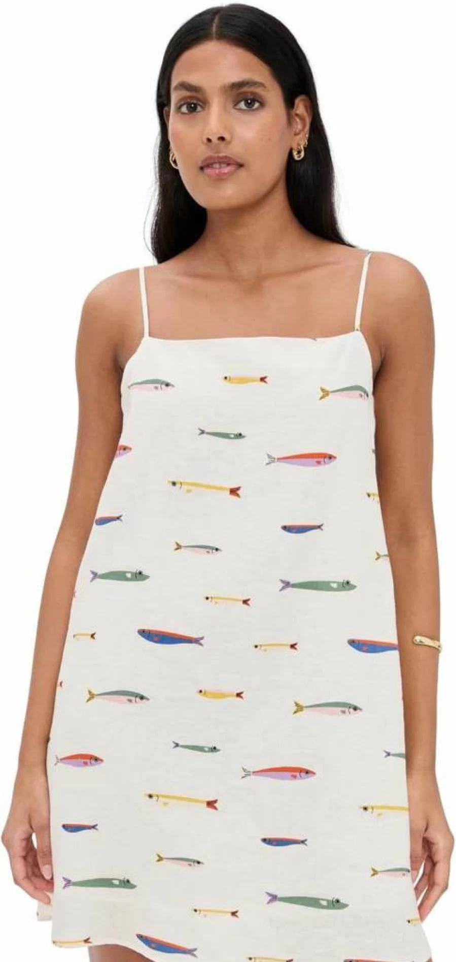 STAUD Laura Linen Mini Dress for Women - Summer Short Sleeve A-Line Style