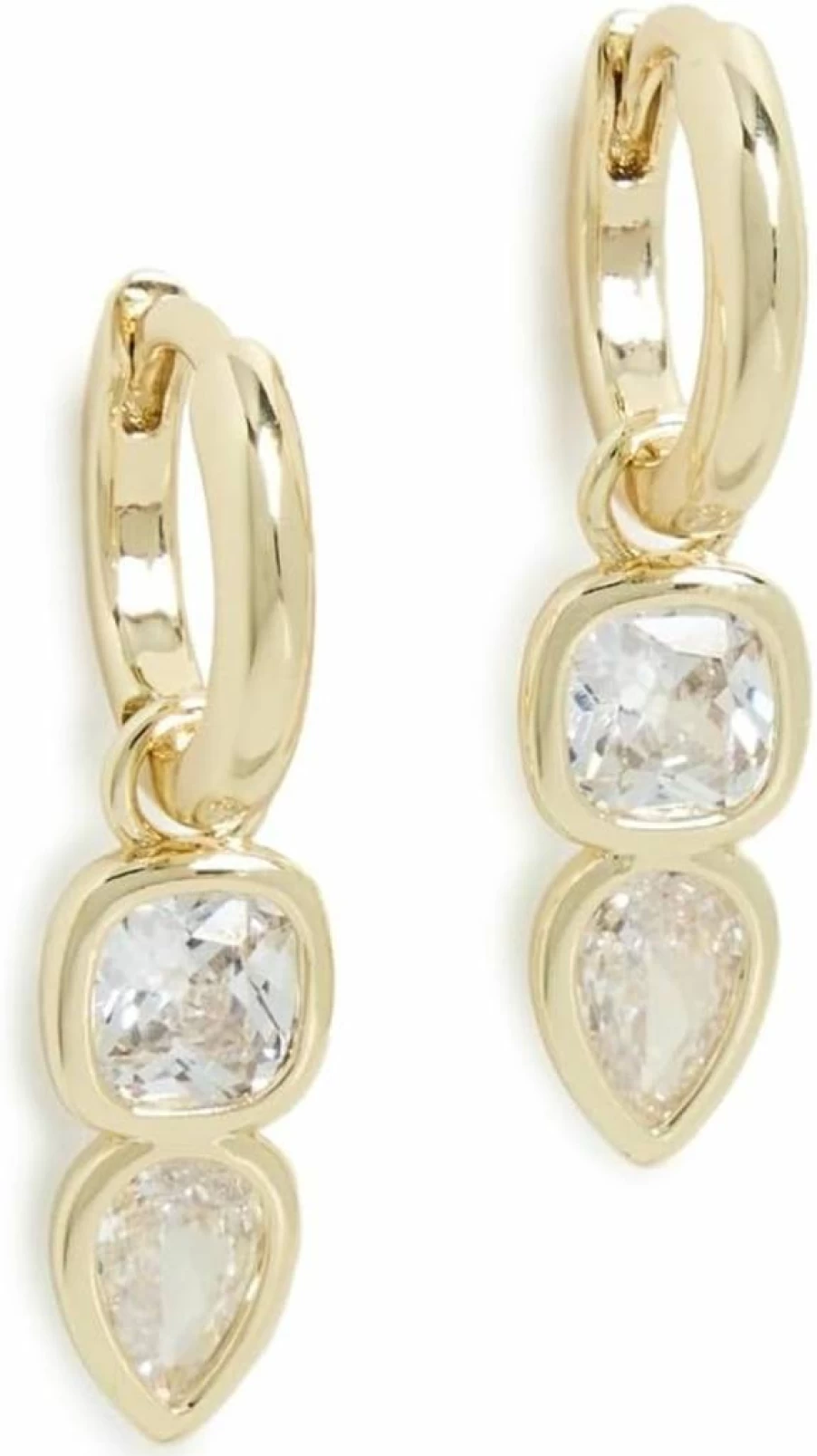 ADINA EDEN Women's Cubic Zirconia Square & Teardrop Dangle Huggie Earrings
