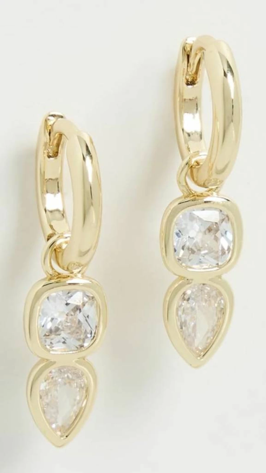 ADINA EDEN Women's Cubic Zirconia Square & Teardrop Dangle Huggie Earrings
